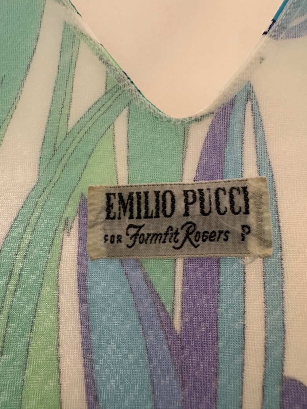Vintage Emilio Pucci // Formfit Rogers Maxi Slip / Dress 70s Blue Green Floral S - Picture 2 of 8